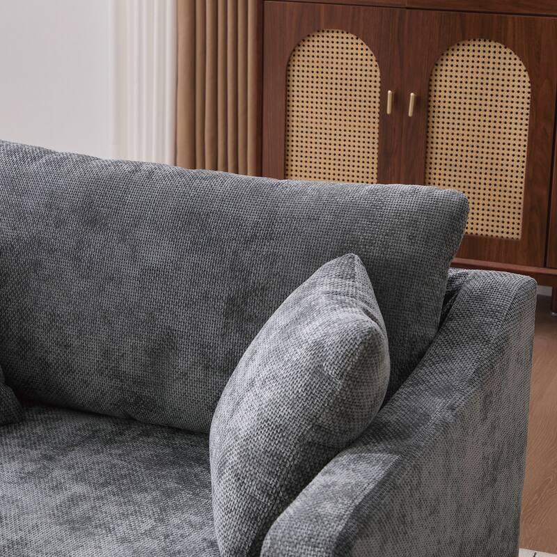 Modern Upholstered Farmhouse Performance Accent Chair , Reading Armchair Single Sofa with Two Bolster Pillows