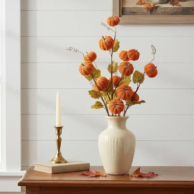 HomeRoots Set of Six Orange and Green Fall Mini Pumpkins Wreath Sprays