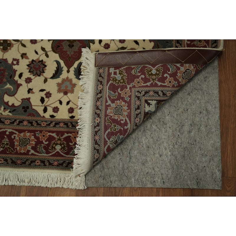 Hand Knotted Oriental 100% Wool Carpet Traditional Floral Beige & Ivories Tabriz Area Rug - 5' 3'' X 3' 4''