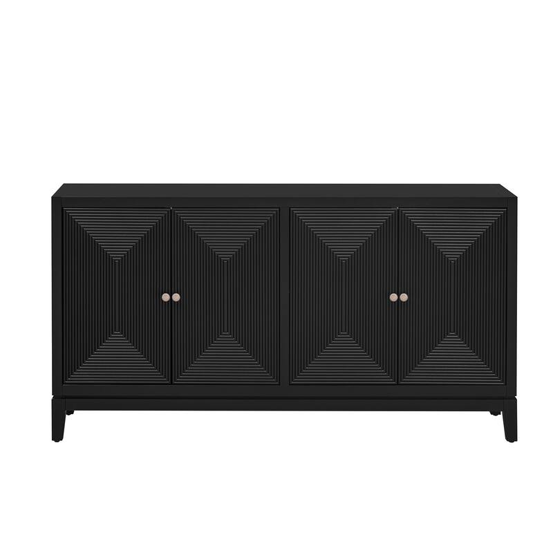 Vertical Line Design Storage Cabinet Sideboard with Adjustable Shelves, Buffet Cabinet Entrance Cabinet TV Console Table