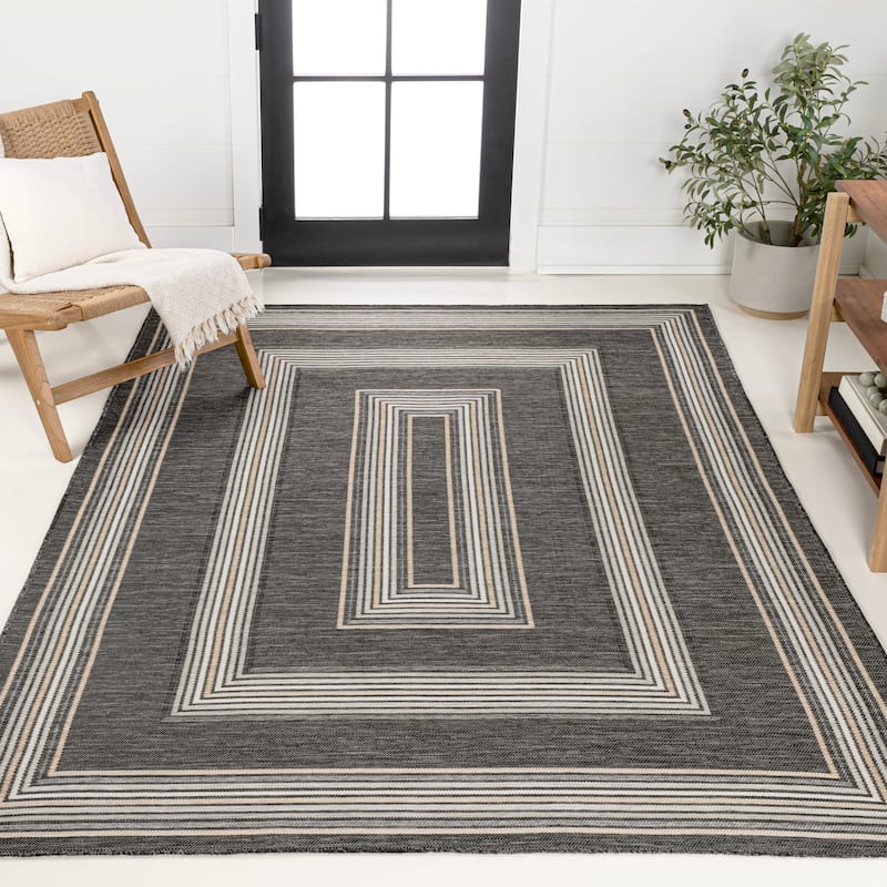 JONATHAN Y Reversible Eryx Classic Nautical Mitre Stripe Machine-Washable Indoor/Outdoor Rug