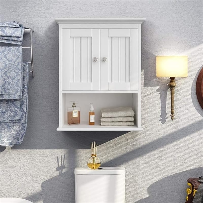 Bathroom Medicine Cabinet - 9.25"D x 18.9"W x 23.43"H - White