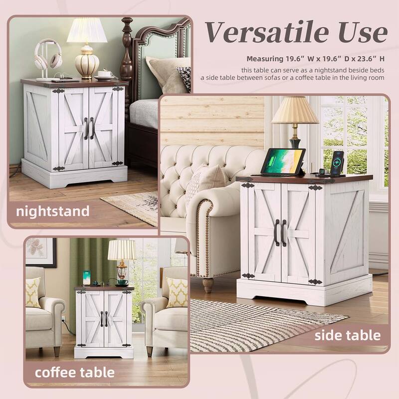 Farmhouse End Table with Charging Station