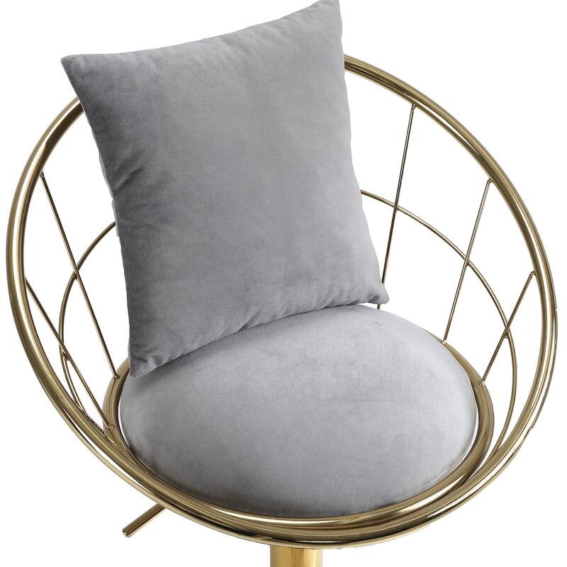 360° Swivel Bar Stools Set of 2, Modern Adjustable Counter Height Velvet Bar Chair, Kitchen Island Dining Chairs for Cafe Pub