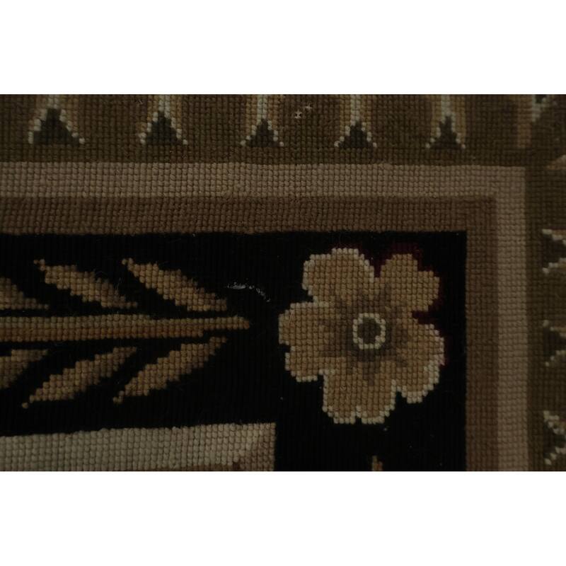 Hand Knotted Oriental 100% Wool Carpet Traditional Floral Brown Tapestries Area Rug - 9' 7'' X 7' 11''