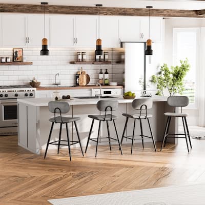 26.75" Leather Counter & Bar Stool with Large Seat and Back