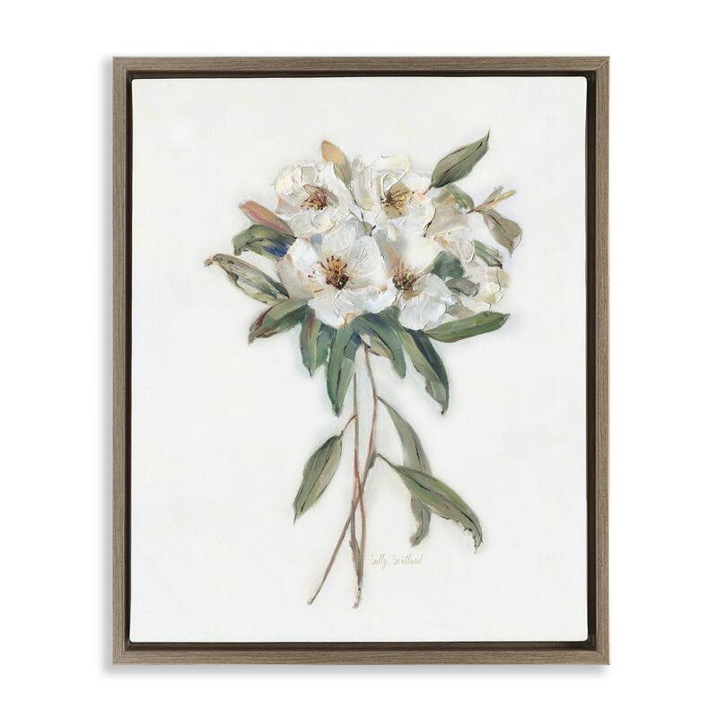 Stupell White Wildflower Bundle Framed Floater Canvas Wall Art Design By Sally Swatland - 17 x 21 - Brown
