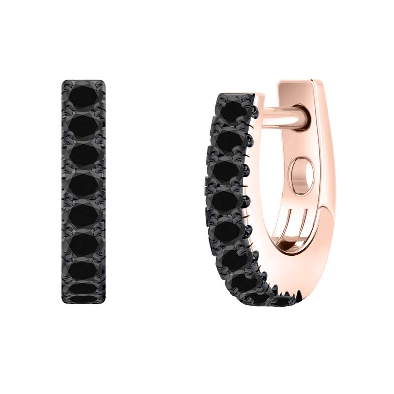 Auriya 0.15ctw Petite Black Diamond Hoop Earrings 14K Gold - 0.36-inch - Rose