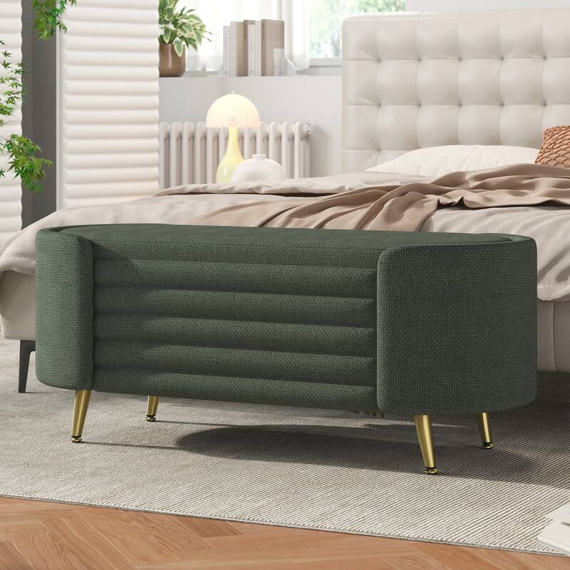 Modern Storage Ottoman Upholstered Storage Bench End of Bed Bench Entryway