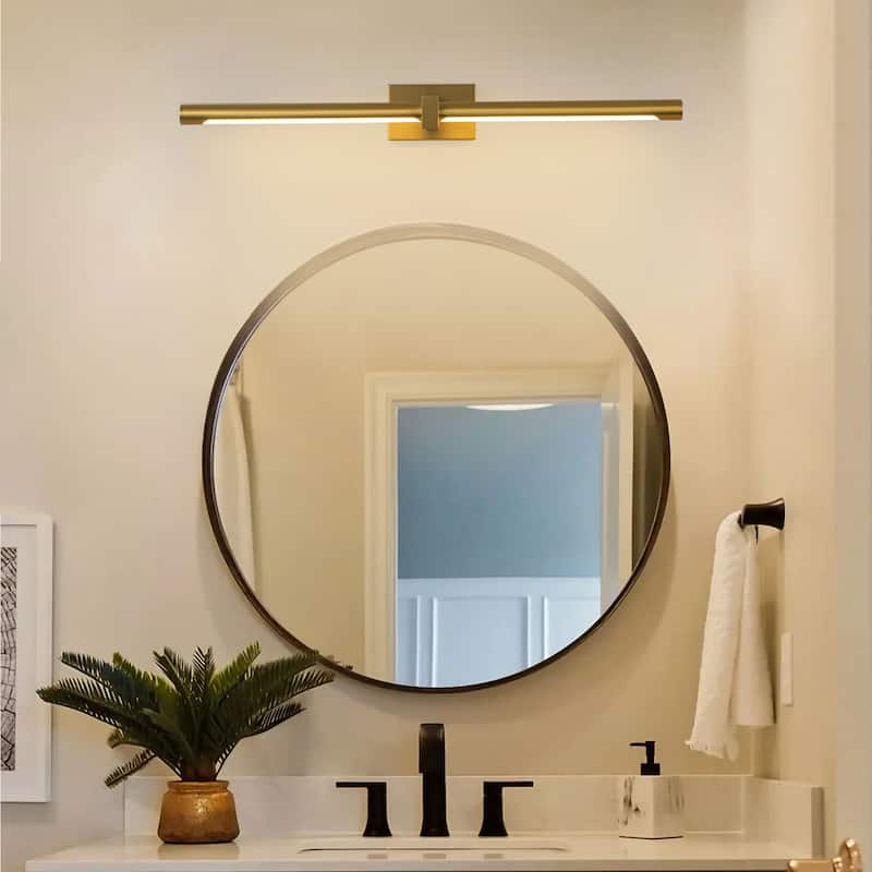 1-light 23.6 in. Modern Linear Cylinder Strip Wall Sconce Dimmable Tube Integrated LED Bathroom Vanity Light