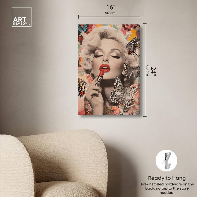 Iconic Lady Butterfly Collage Canvas by Art Remedy, Gallery Wrapped