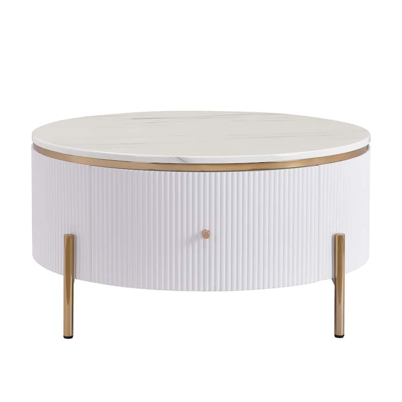 Modern Round Coffee Table with 2 large Drawers