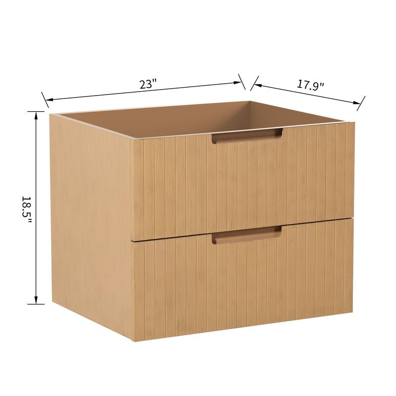 24-inch Floating Bathroom Vanity with Convenient Storage Drawer and Modern Stripe Finish - 23 in ,Light Brown ,MDF