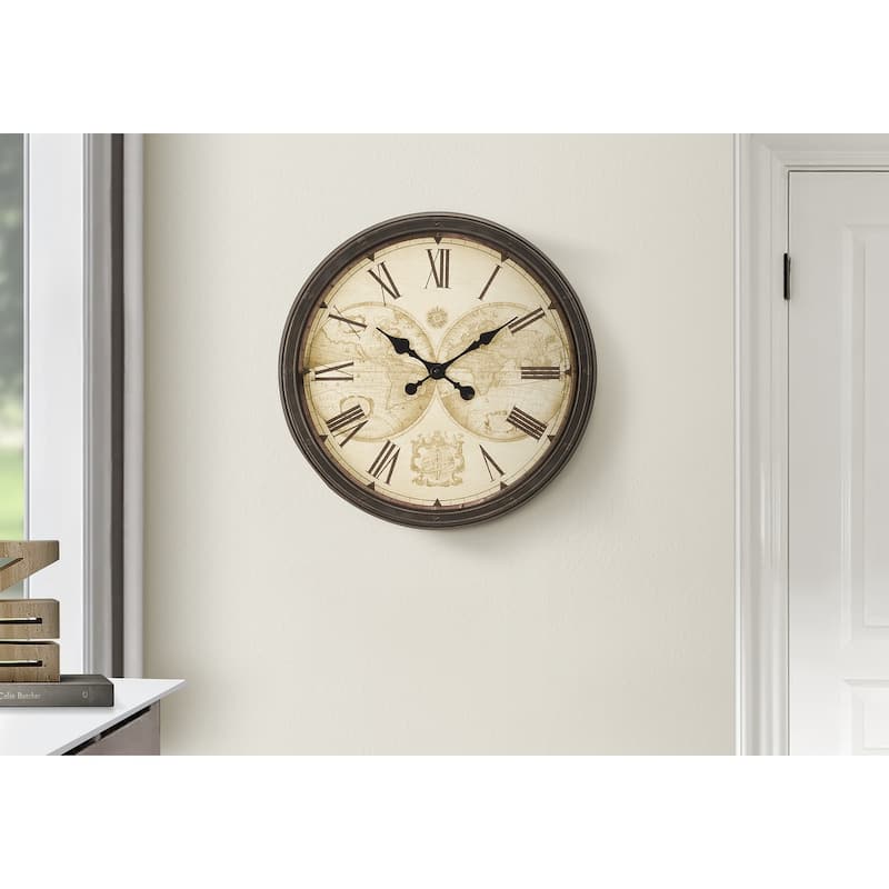 20 in with Roman Numeral Brown Wall Clock - 20 in - Brown - 20 in