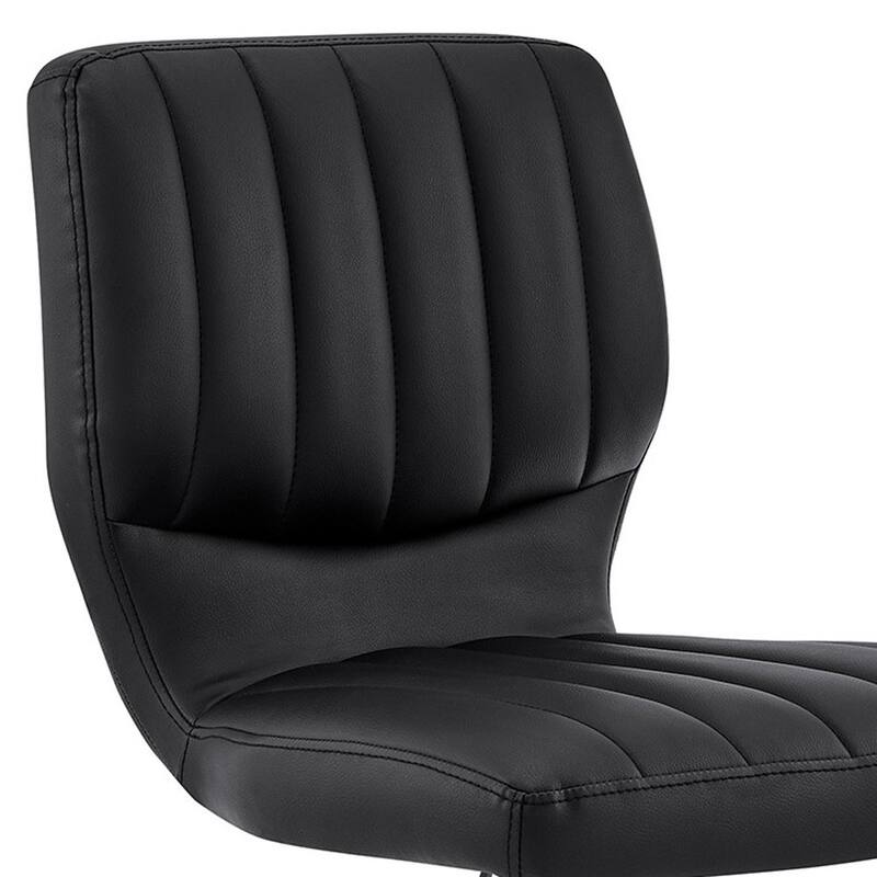 Black Faux Leather Textured Adjustable Bar Stool - 46" x 17" x 21"