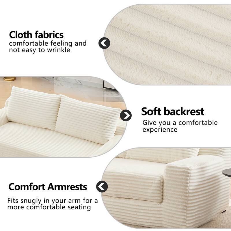 Convertible Memory Foam Loveseat Sofa Bed, No-Assembly Corduroy 2-in-1 Couch with Steel Frame for Small Spaces