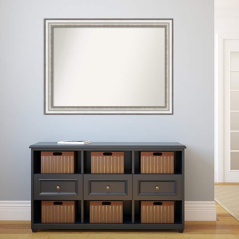 Non-Beveled Bathroom Wall Mirror - Salon Silver Frame
