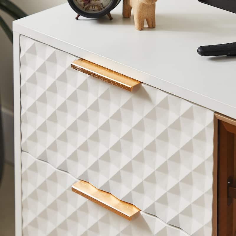 59.9" TV Stand with Geometric Design and 4 Drawers with 2 Shelves