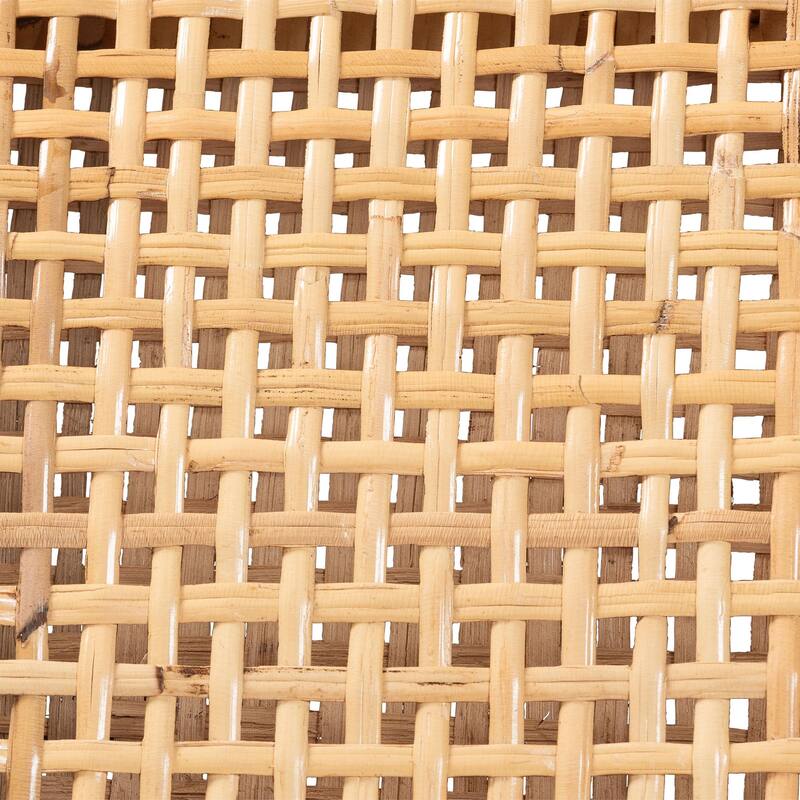 Chatura Natural Rattan and Mahogany Wood Dining Side Chair - Handwoven Wicker Dining Chair with Angled Back