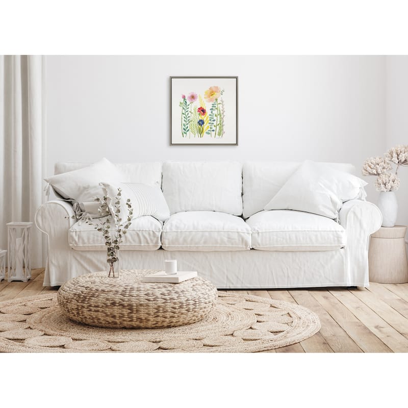 Kate and Laurel Sylvie Flower and Ferns Framed Canvas by Patricia Shaw