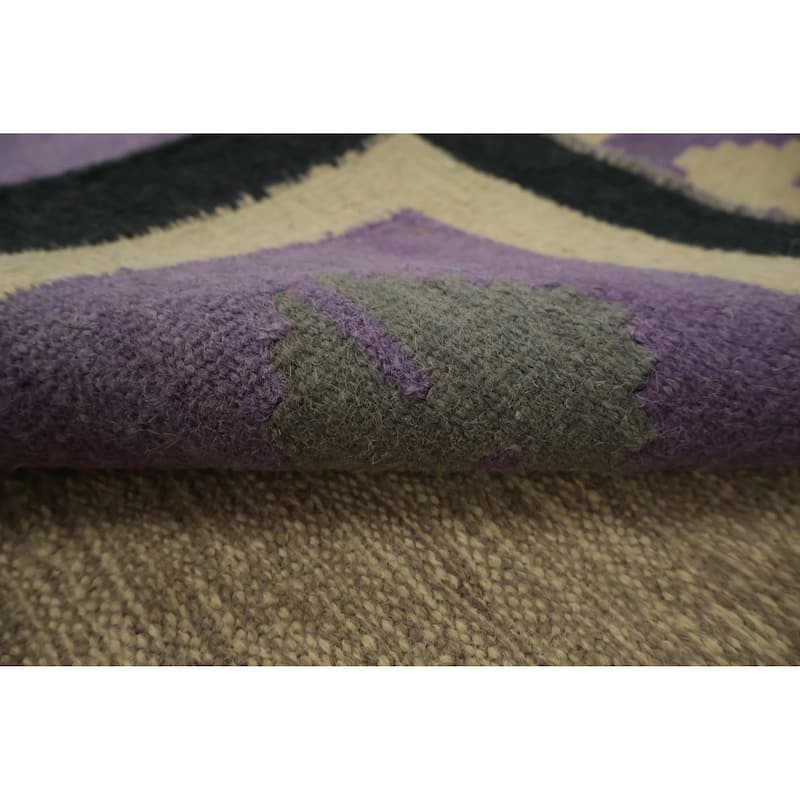 Hand Woven Oriental 100% Wool Carpet Southwestern Modern Brown Kilim Area Rug - 10' 1'' X 9' 8''