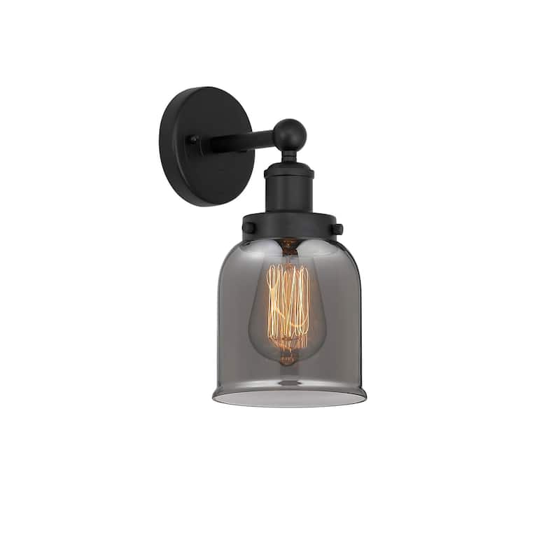 Innovations Lighting 616-1W-10-7 Bell Sconce Bell 10" Tall Wall Sconce - Matte Black / Plated Smoke
