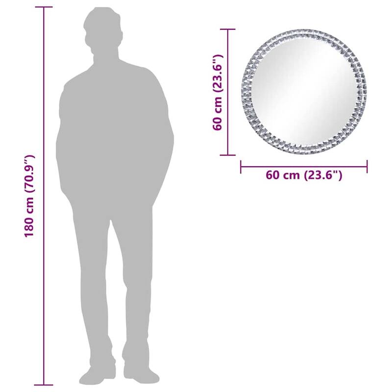 vidaXL Wall Mirror Wall Mounted Make up Mirror for Bathroom Tempered Glass - 23.6 x 23.6 x 0 in