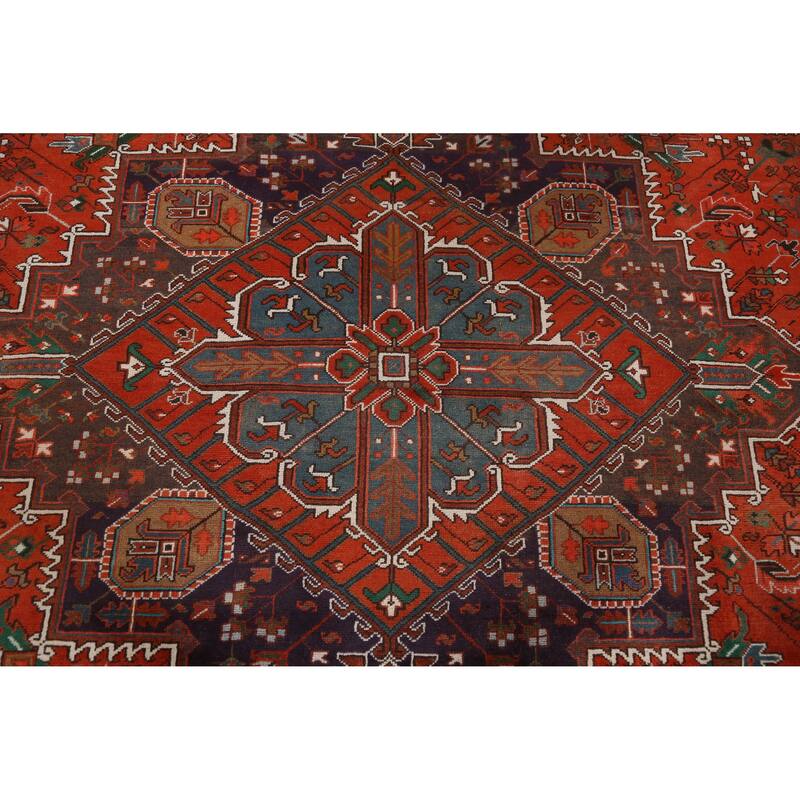 Hand Knotted Oriental 100% Wool Carpet Traditional Medallion Oranges & Rust Heriz Area Rug - 12' 9'' X 9' 10''