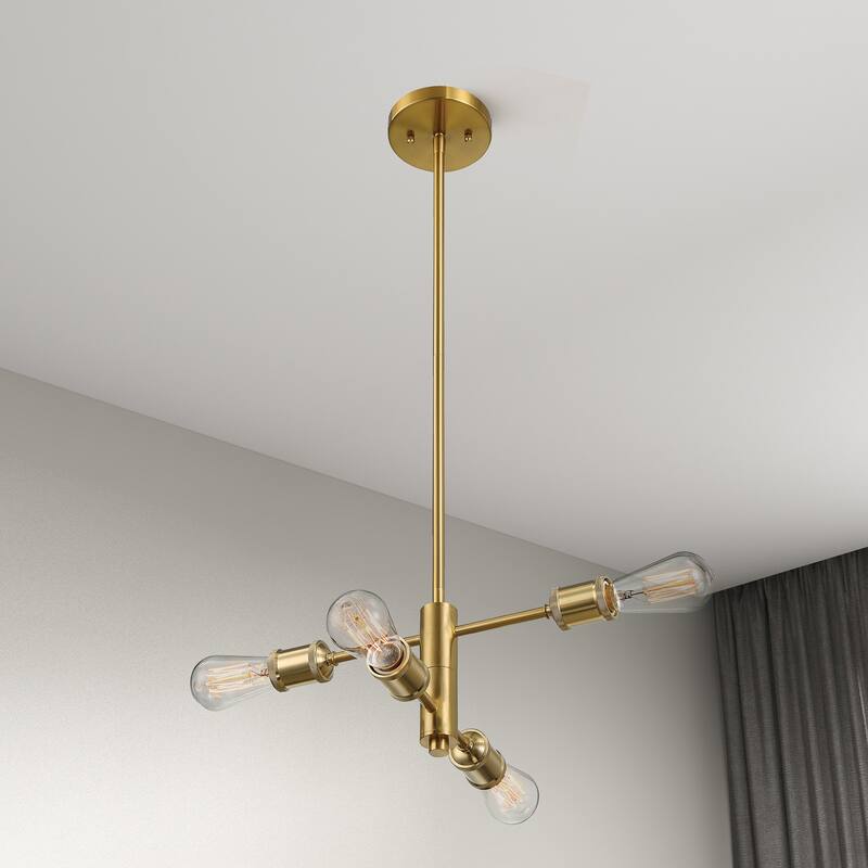 Porch Four-Light Modern Pendant with Satin Brass Finish - Gold - Gold