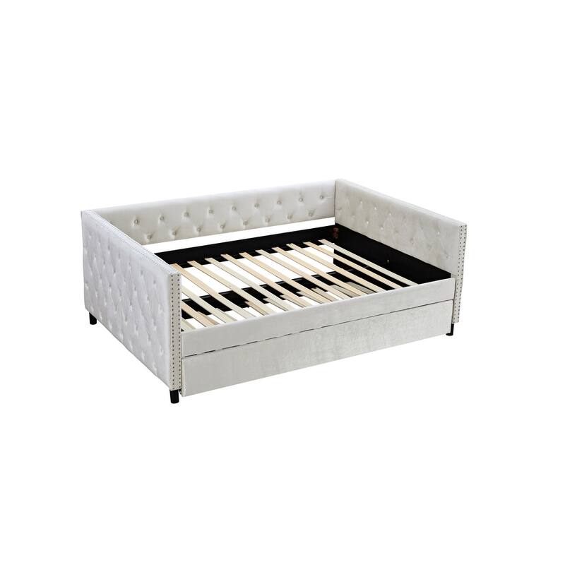 Velvet Upholstered Daybed with Trundle
