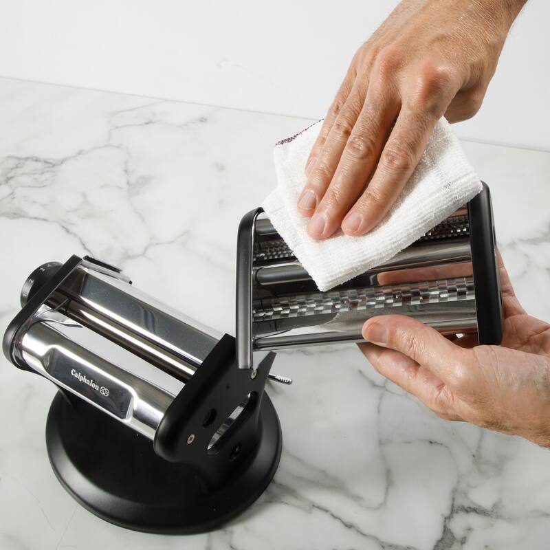 Calphalon Aero Heavy Duty Manual Pasta Maker Machine Noodle Maker w/Rollers & Cutters - Spaghetti, Fettuccini, Lasagna - Black