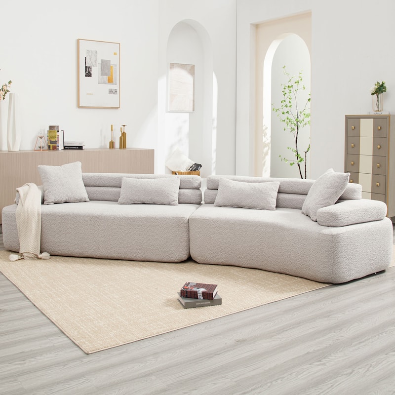 Frameless Sofa with Sponge Construction, ARC Armrests, No Assembly Required