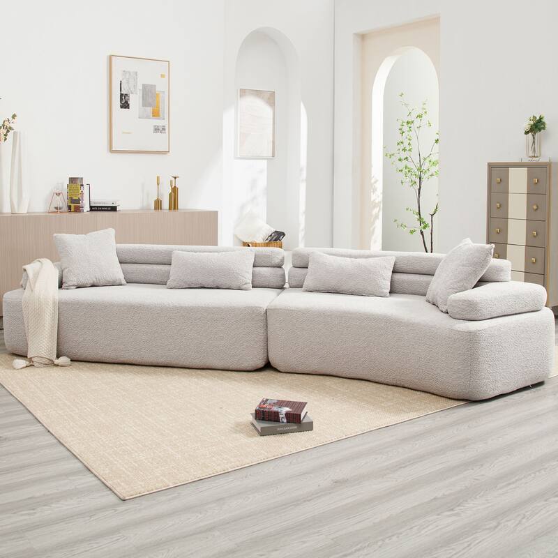 Indoor Foam Sleeper Sofa Bed with Double Backrest and Round Armrests for Living Room or Bedroom