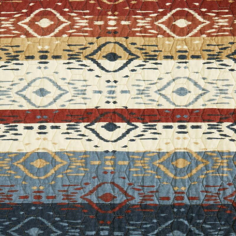 Paseo Road Home on the Range Printed Buffalo Aztec Western Style 3 Piece Reversible Quilt Set
