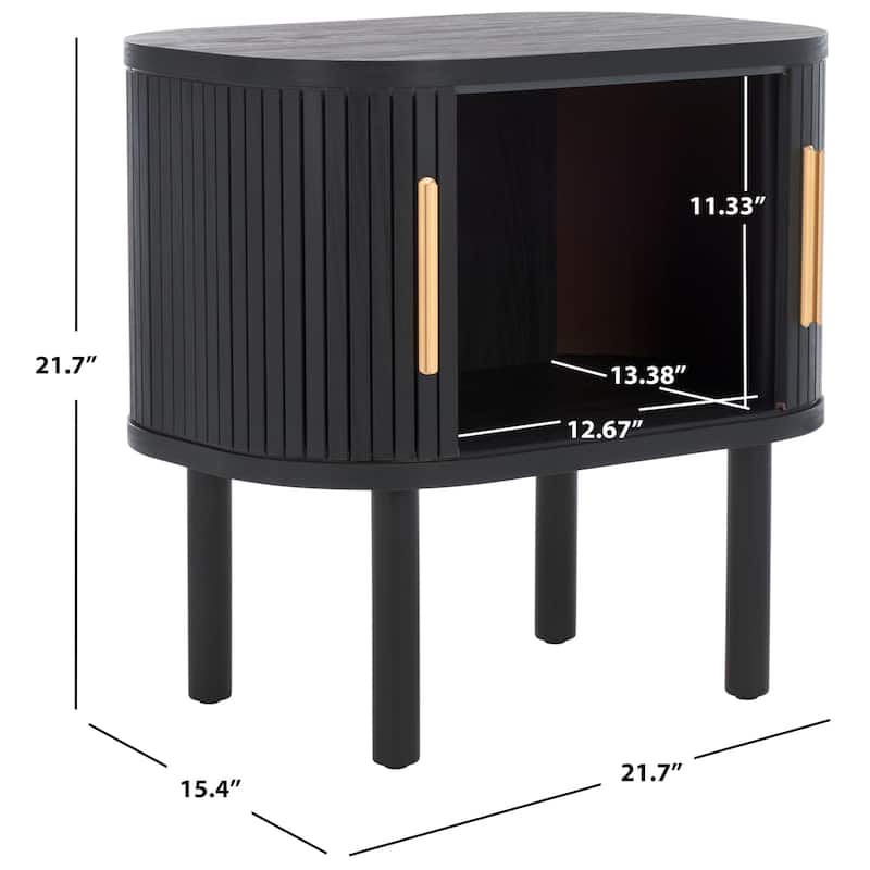 SAFAVIEH Home Tealla 2 Tambour Door Nightstand - Black/Gold