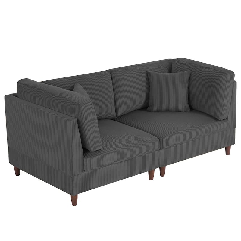 2-Piece Corduroy Loveseat Modular Sectional Sofa