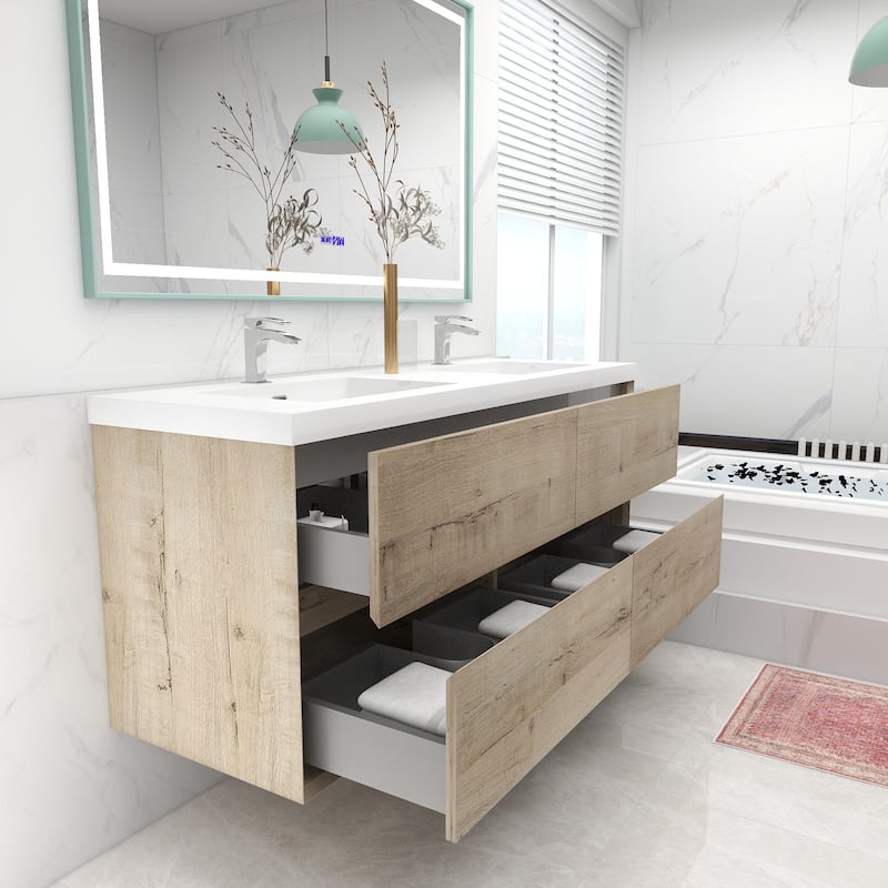 Selina 60" Wall Mounted Vanity with Double Sink