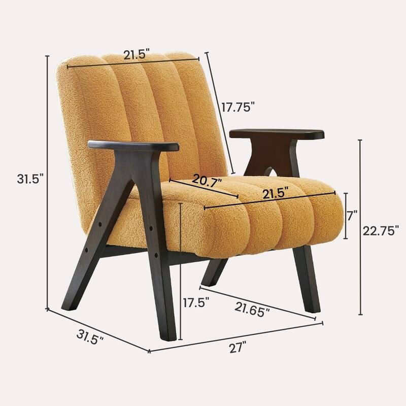 Yellow Unique Reading Chair Dining Chair with Wooden Armrests, Decorative Chair Corner Chair Dressing Chair Padded Chair
