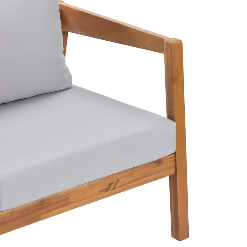 Christopher Knight Home - 76.38" W Outdoor Teak Finish Solid Wood 3-Seater Sofa with Cushions