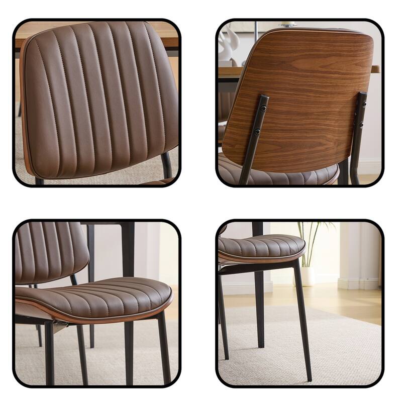 Set of 2 Retro Faux Leather Dining Chairs