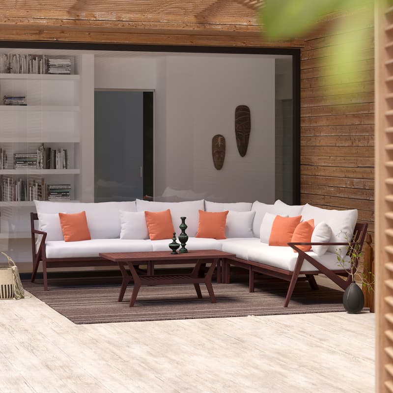 Vaughn 6 Piece Sunbrella Outdoor Patio Sectional with Table