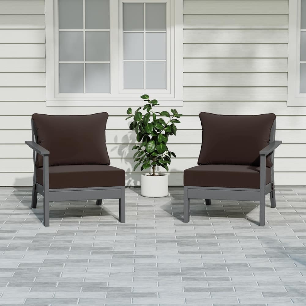 Birchwood All Weather HDPE Outdoor Patio Deep Seating Gray Loveseat (2-Piece)