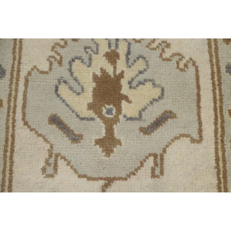 Slate Gray Oushak Indian Area Rug Hand-Knotted Wool Carpet - 8'10" x 11'8"