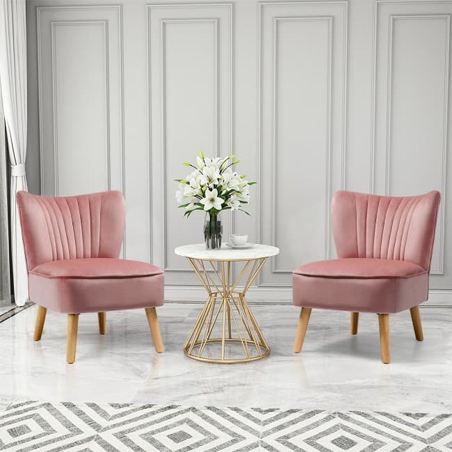 Armless Accent Chair Modern Velvet Leisure Chair - 21.5" x 27" x 28.5" (L x W x H)