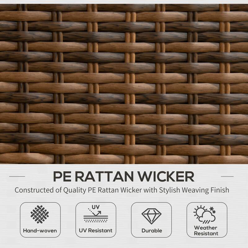 Outsunny 4 Piece PE Wicker Patio Furniture Set, Conversation Set with 2 360° Swivel Rocking Armchairs, 1 Loveseat Sofa