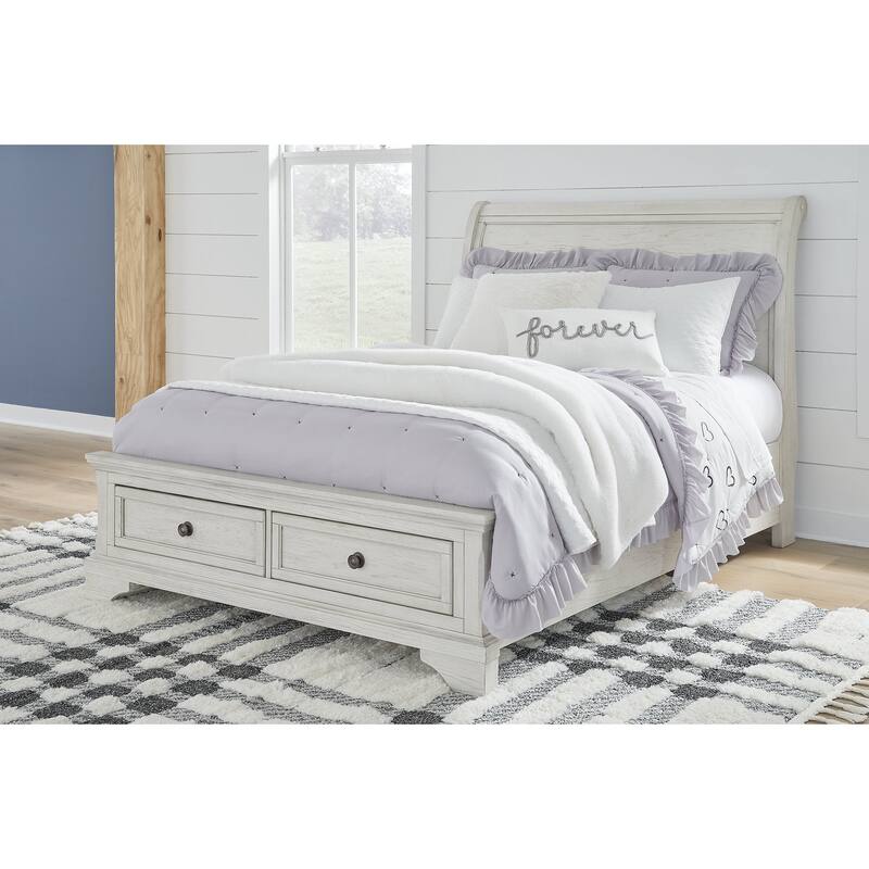 Signature Design by Ashley Robbinsdale Antique White Full Sleigh Storage Bed