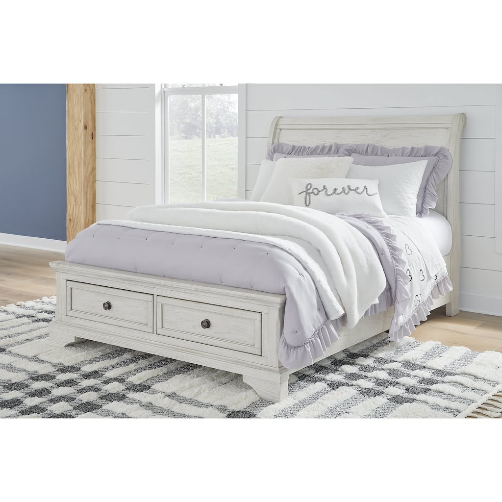 Signature Design by Ashley Robbinsdale Antique White Full Sleigh Storage Bed