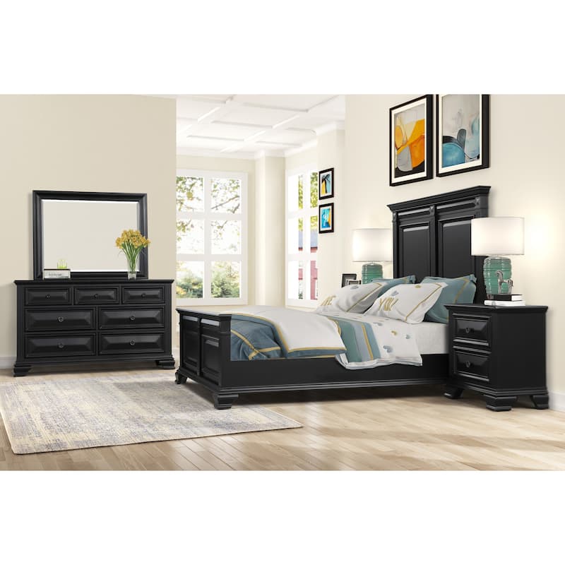 Roundhill Furniture Renova Vintage Black Wood Traditional 6-piece Bedroom Set