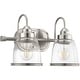 preview thumbnail 1 of 6, Saluda Collection 2-Light Brushed Nickel Clear Glass Coastal Bath Vanity Light