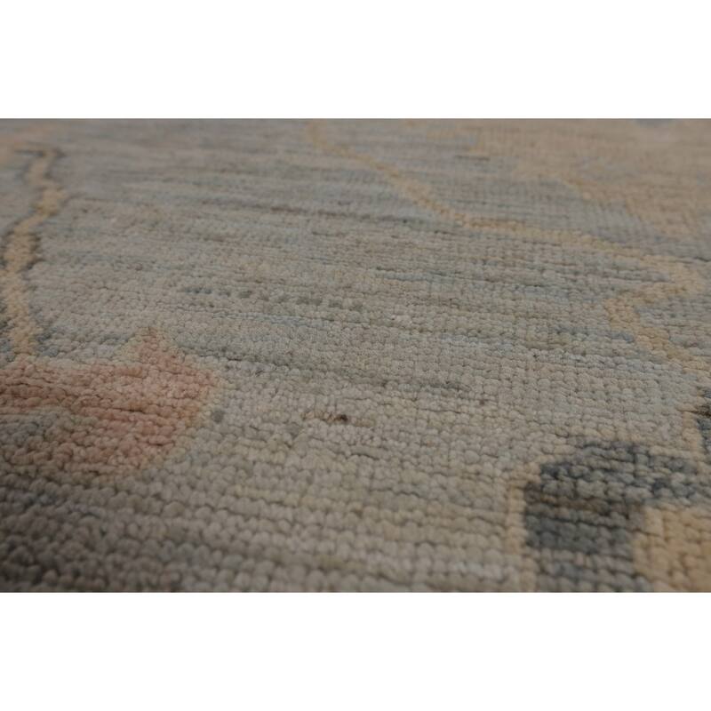 Blue Oushak Turkish Large Area Rug Hand-Knotted Wool Carpet - 12'1"x 14'9"